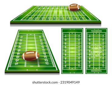 Rugby sport field vector illustration, realistic design. Eps 10