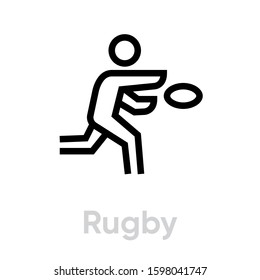 Rugby sport icons. Editable stroke