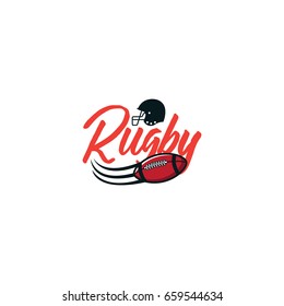 Rugby sport logo typography vector