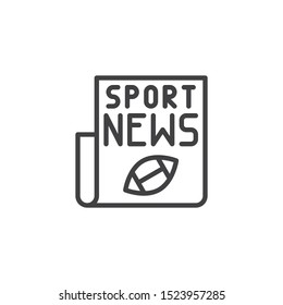 Rugby sport newspaper line icon. linear style sign for mobile concept and web design. American football news publication outline vector icon. Symbol, logo illustration. Vector graphics