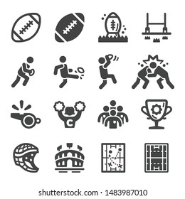 rugby sport and recreation icon set,vector and illustration