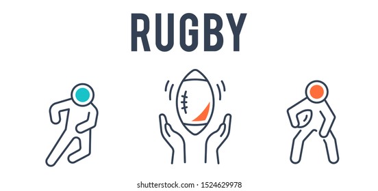 rugby sport and recreation icon set,vector and illustration 