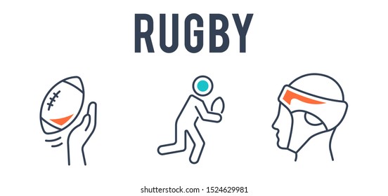 rugby sport and recreation icon set,vector and illustration 