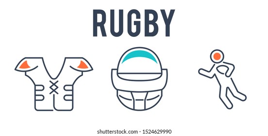 rugby sport and recreation icon set,vector and illustration 