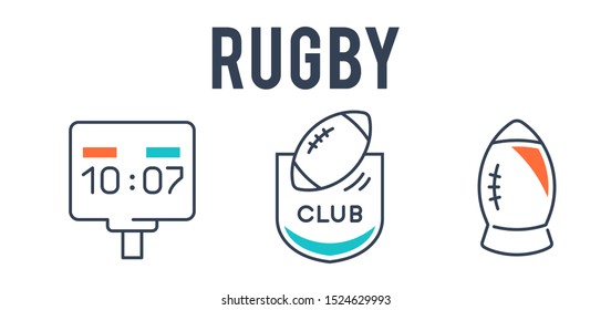 rugby sport and recreation icon set,vector and illustration 