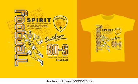 rugby sport with typography background, t-shirt design vector illustration