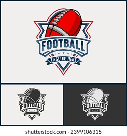 Rugby sport vector logo. rugby ball, and star, emblem shape, rugby sport team design