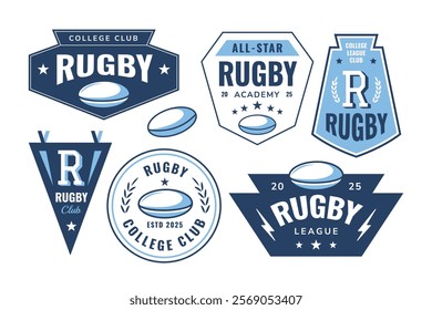 Rugby sports badge, logo, patch. Team club league emblem design template.