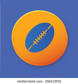 Rugby symbol on yellow button,vector