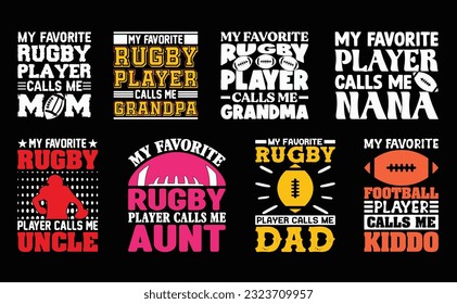 Rugby T shirt Design Bundle, Vector American Football T shirt  design, Rugby shirt,  American Football typography T shirt design Collection