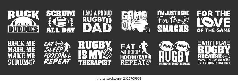 Rugby T shirt Design Bundle, Vector American Football T shirt  design, Rugby shirt,  American Football typography T shirt design Collection