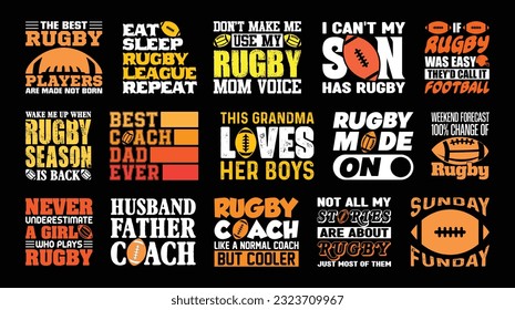 Rugby T shirt Design Bundle, Vector American Football T shirt  design, Rugby shirt,  American Football typography T shirt design Collection