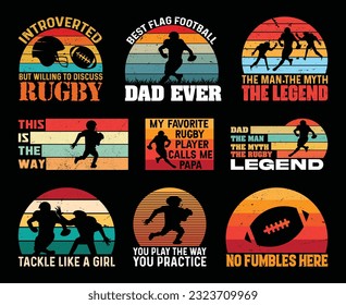 Rugby T shirt Design Bundle, Vector American Football T shirt  design, Rugby shirt,  American Football vintage T shirt design Collection