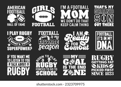 Rugby T shirt Design Bundle, Vector American Football T shirt  design, Rugby shirt,  American Football typography T shirt design Collection