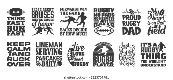Rugby T shirt Design Bundle, Vector American Football T shirt  design, Rugby shirt,  American Football typography T shirt design Collection