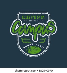 Rugby team emblem. Graphic design for t-shirt