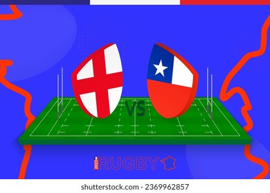 Rugby team England vs Chile on rugby field. Rugby stadium on abstract background for international championship. Vector template.