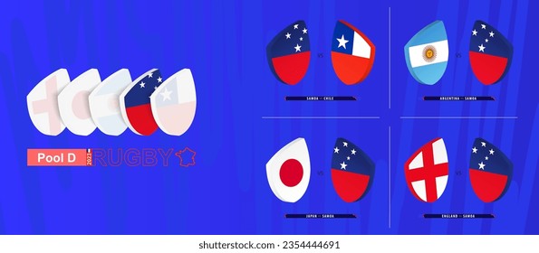 Rugby team of Samoa all matches icon in pool A of international rugby tournament. Vector collection.