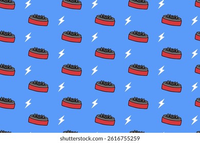 rugby tee with thunder colorful pattern on blue background. doodle american football pin seamless pattern background. tee of rugby seamless pattern for american football rugby sport merchandise