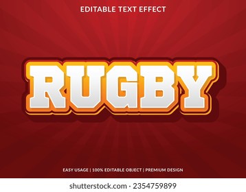 rugby text effect template design with 3d style use for business brand and logo