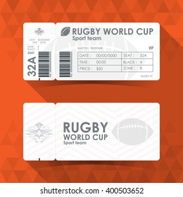 Rugby Ticket Card design, Vector illustration.