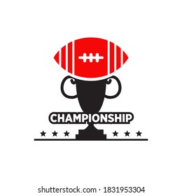 Rugby trophy logo design vector template