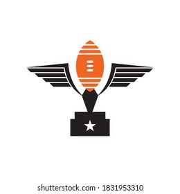 Rugby trophy logo design vector template