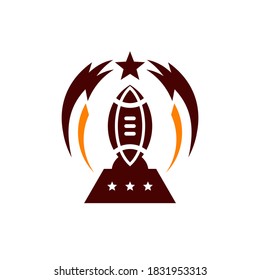 Rugby trophy logo design vector template