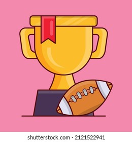 rugby trophy Vector illustration isolated on a transparent background. vector line flat icons for concept or web graphics.