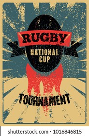 Rugby typographical vintage grunge style poster. Retro vector illustration.