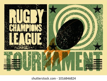 Rugby typographical vintage grunge style poster. Retro vector illustration.