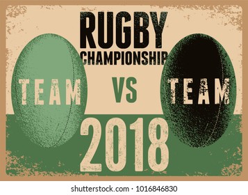 Rugby typographical vintage grunge style poster. Retro vector illustration.