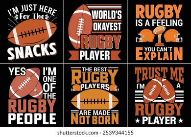 Rugby Typography Design Bundle, American Football Typography Bundle Design, Sports Typography For Rugby Lover