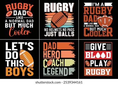 Rugby Typography Design Bundle, American Football Typography Bundle Design, Sports Typography For Rugby Lover