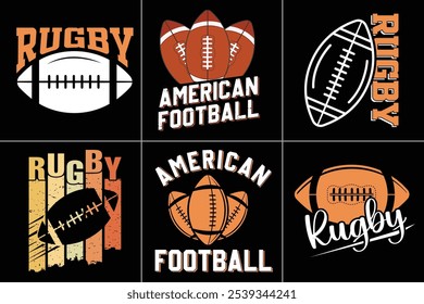 Paquete de diseño de tipografía de rugby, Diseño de Paquete de tipografía de fútbol americano, Tipografía deportiva para amante del rugby