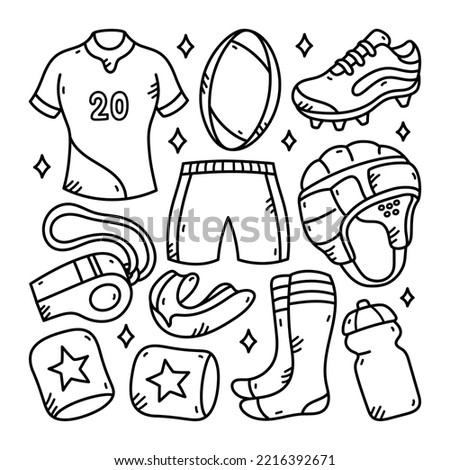 Rugby vector doodle illustration isolated background