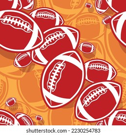 Rugby wallpaper repeating tile background American football seamless pattern vector wrapping paper design.