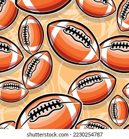 Rugby wallpaper repeating tile background American football seamless pattern vector wrapping paper design.