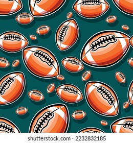 Rugby-Tapete, wiederholt Fliesenhintergrund American Football nahtlose Muster Vektorverpackung Papier Design.