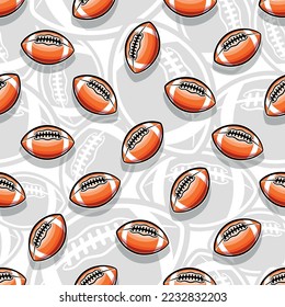 Rugby wallpaper repeating tile background American football seamless pattern vector wrapping paper design.