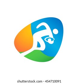 rugby Web button isolated on white background. Athlete Sport Game Logo Competition Icon. Rio 2016 Olympic games in Brazil. summer Sport games symbols. vector illustration