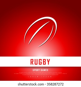 Rugby White Red Freehand Sketch Graphic Design Vector Illustration EPS10 