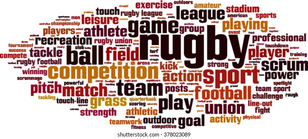 Rugby word cloud concept. Vector illustration