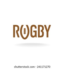 Rugby word with U like a ball shape logo template