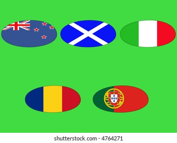 Rugby world cup 2007 group C teams New Zealand, Scotland, Italy,Romania and Portugal