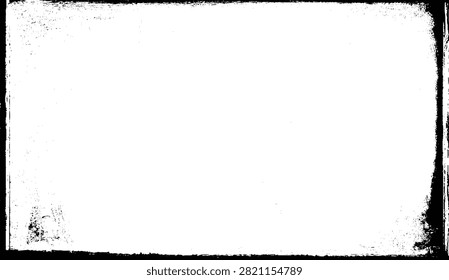 Rugged black abstract frame for creative design. Distressed ink splattered border frame graphic element
