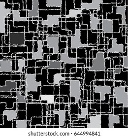Rugged brush lines crossing, creating gray and black areas in between