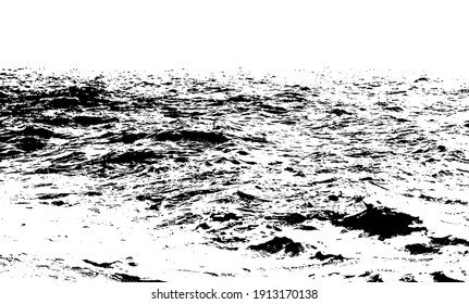 Rugged chaotic moving waved of ocean surface. Clouded extreme seaside far away. Dangerous sea depth for navy background. Heavy stormy massive tide on the coast. Deep rippled vintage severe surf beach