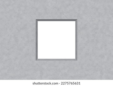 Rugged concrete wall square window frame