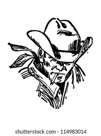 Rugged Cowboy - Retro Clipart Illustration